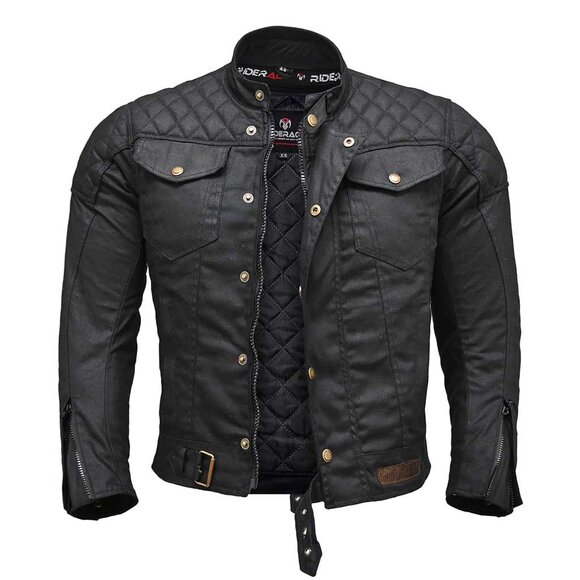 RIDERACT® Mens Waterproof Motorcycle Jacket with Armors Cotton Textile Jacket - Picture 6 of 10